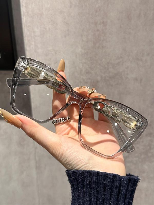 Unisex Vintage Cat Eye Frame Eyeglasses, Trendy Casual Eyeglasses for Everyday Use, Fashion Accessories for Outdoor Activities