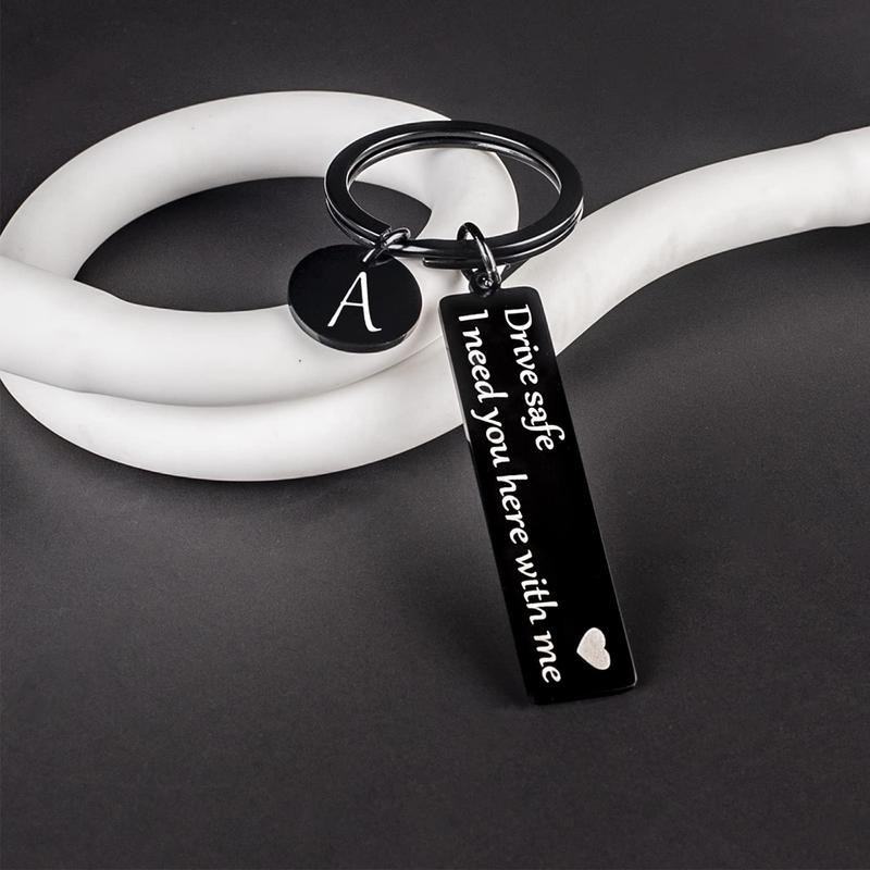 Drive Safe A-Z Letters Keychain Gifts for Boyfriend Valentines Day Anniversary Christmas Gifts for Him Husband Keychains for Men