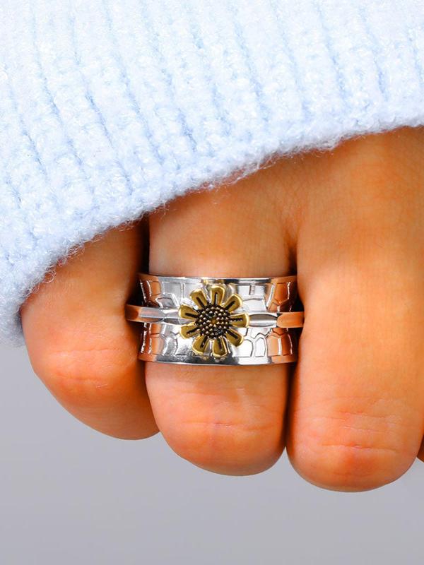 Fashion Flower Design Cuff Ring, New Fashion Accessories for Women & Girls, Casual Jewelry for Party, Daily Clothing Decor, Trendy All-match & Exquisite Jewelry for Birthday Gift