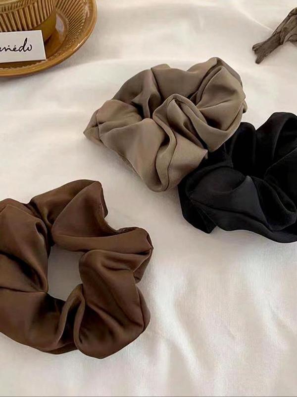 3pcs set Women's Elegant Simple Ruched Design Hair Tie, Cute Trendy Scrunchie, Fashionable Hair Accessories for Daily & Party Decoration