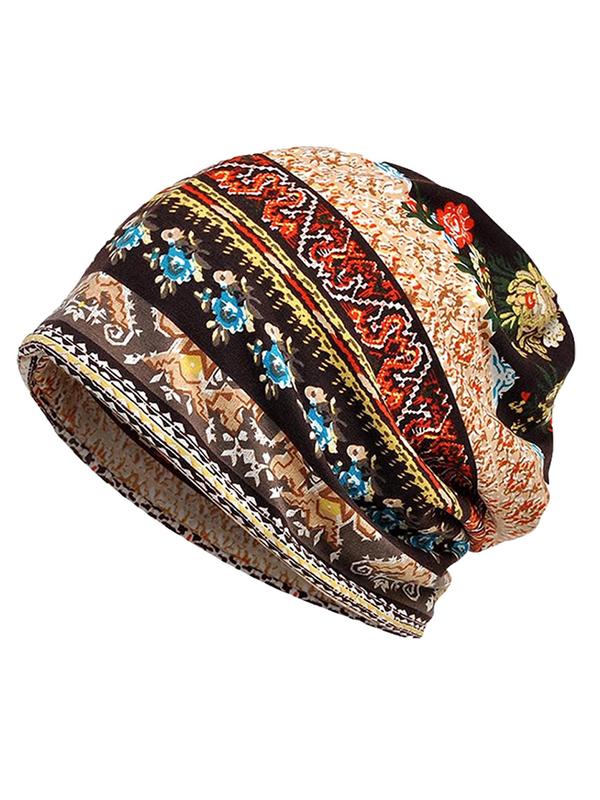 Unisex Casual Floral Print Sleep Beanie, Skull Cap