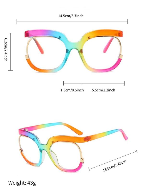 Unisex Fashionable Ombre Color Frame Eyeglasses, Trendy Casual Anti-blue Light Eyeglasses for Everyday Use, Fashion Accessories for Outdoor Activities