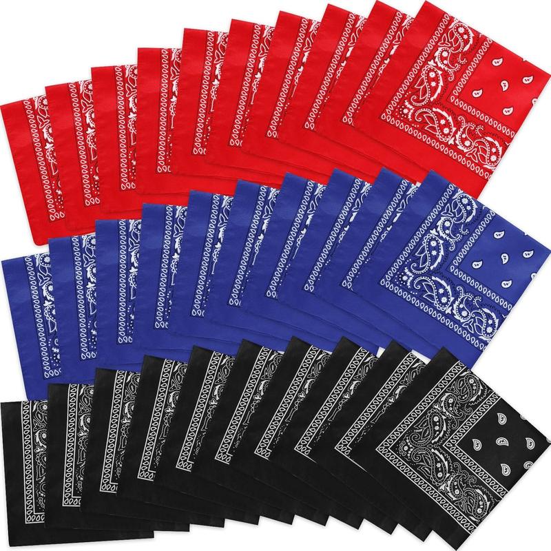 30 count Bandanas Bulk Paisley Bandanas Unisex  Wrap Scarf Cowboy Bandanas Headband Handkerchief for Women Men