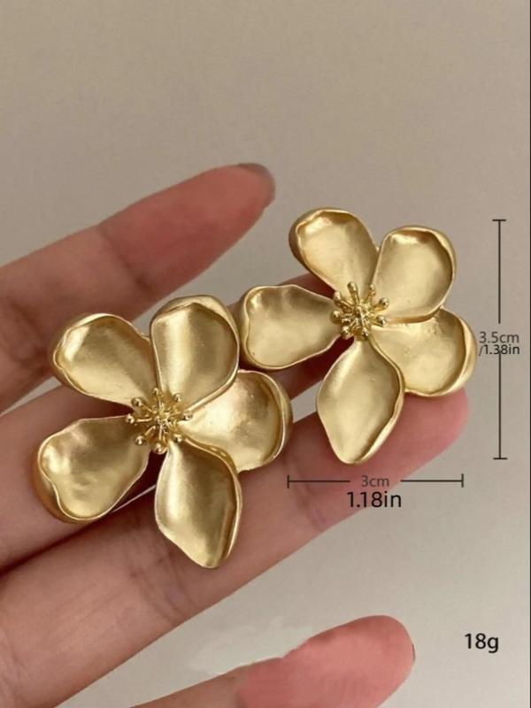 1 Pair Flower Design Stud Earrings, Vintage French Romantic Flower Earrings, Elegant Jewelry for Women