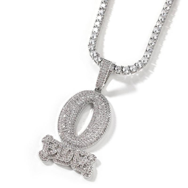 KingVon The same (exclusive to iron powder) English letter O-type BLOCK Zircon pendant Zircon pendant