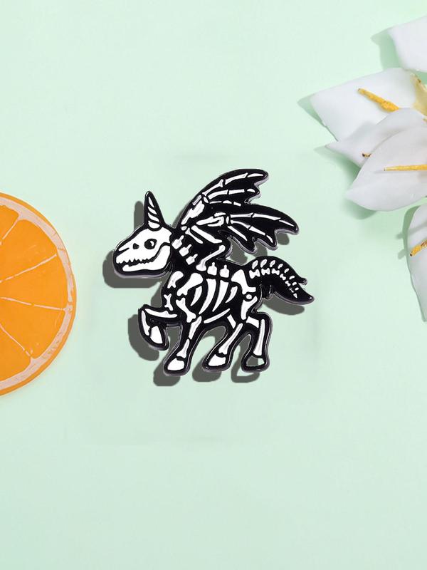 Cute Skeleton Unicorn Design Brooch, Fashion Alloy Badge for Clothes, Enamel Pin Suitable for Backpacks, Jeans, Scarves, Hats Decoration, Casual Alloy Accessory for Men & Women