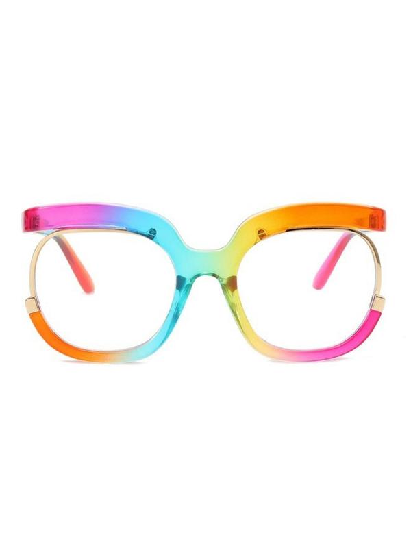 Unisex Fashionable Ombre Color Frame Eyeglasses, Trendy Casual Anti-blue Light Eyeglasses for Everyday Use, Fashion Accessories for Outdoor Activities