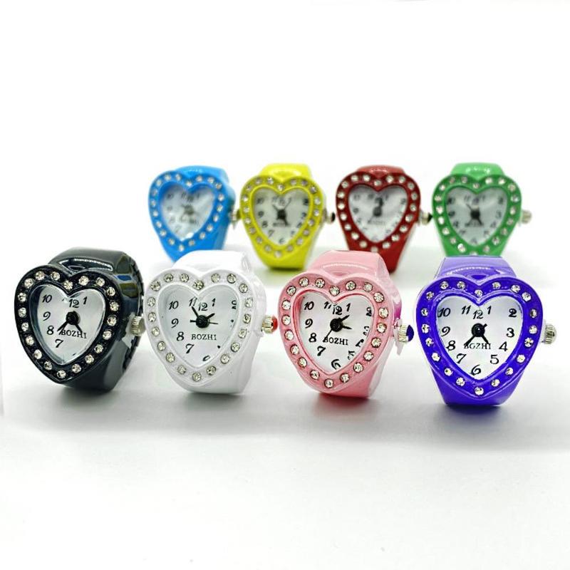 Heart Shaped Watch Ring, 1 Count Mini Rhinestone Decorated Watch Ring, Fashionable Watch Ring for  Party Favors