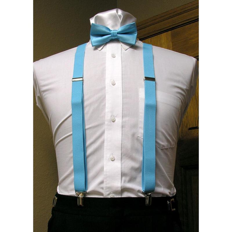 Men's clip-on suspenders x back and Bow Tie Retro Steampunk Costume Tux Prom