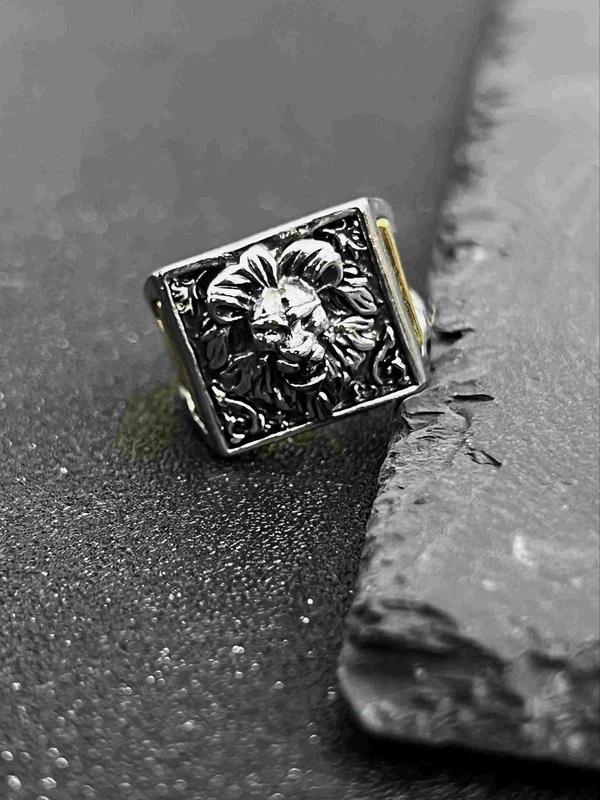 Punk Style Lion Head Design Ring, Multifunctional Creative Invisible Box Storage Ring for Daily Clothing Decor, Party, Minimalist Aesthetic Jewelry