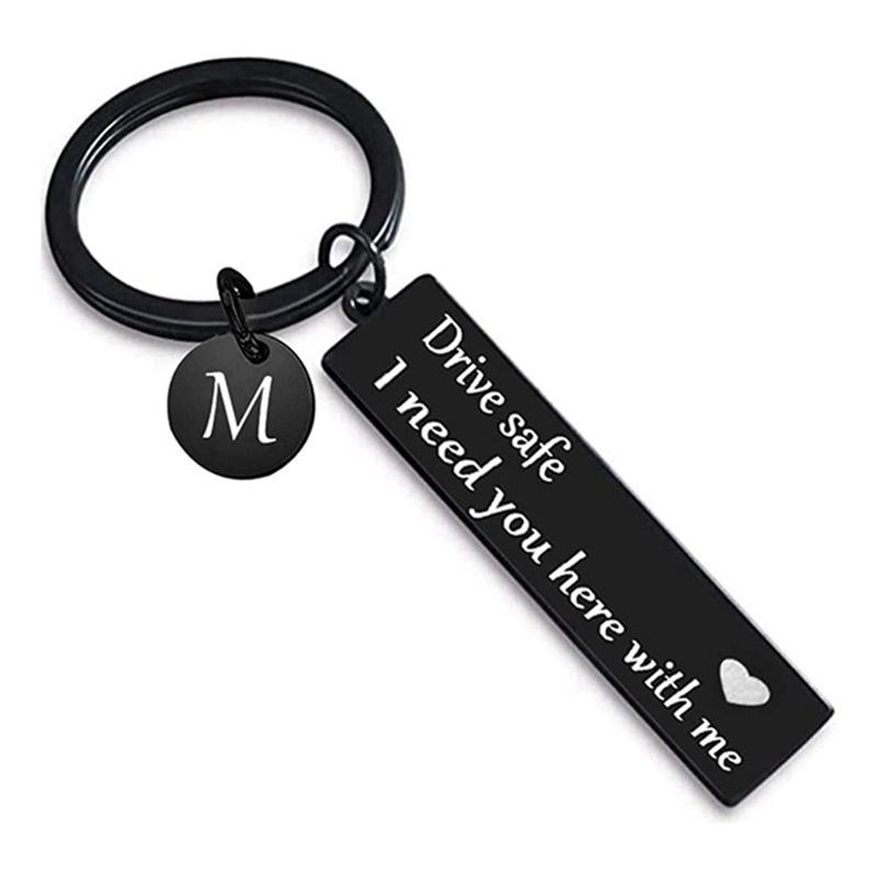 Drive Safe A-Z Letters Keychain Gifts for Boyfriend Valentines Day Anniversary Christmas Gifts for Him Husband Keychains for Men