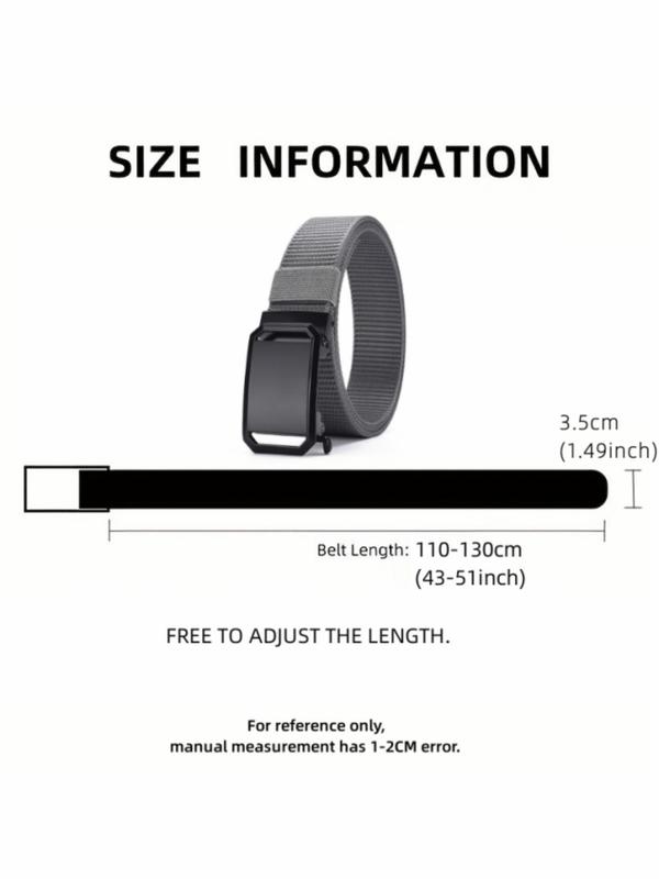 Men's Minimalist Casual Plain Color Nylon Tape Belt, 2024 New Style Fashionable Automatic Buckle Belt, Casual Outdoor Military Training Pants Belt for Men