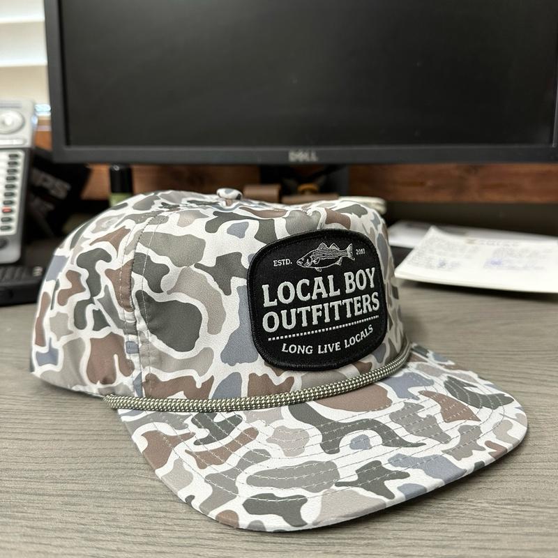 Local Boy Tackle Shop Patch Flat Brim Rope Hat - Grey Camo