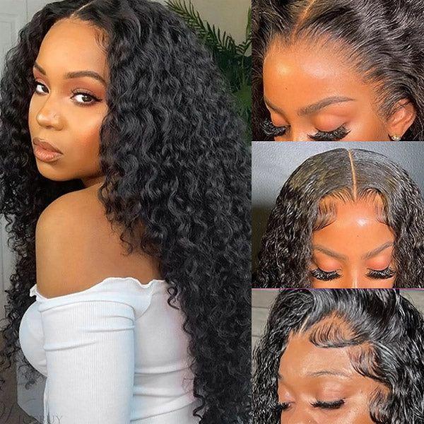 Bling Hair 12~32Inch Brazilian Kinky Culry 13x4 Transparent Lace Frontal Human Hair Wig Hair Pre-Plucked 180Density 4x4 Lace Closure Kinky Curly Hair Wigs For Women