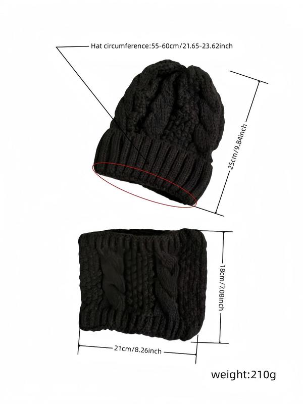 Women's Solid Color Braided Design Beanie Hat, Casual Warm Knit Hat, Fashion Accessories for Fall & Winter