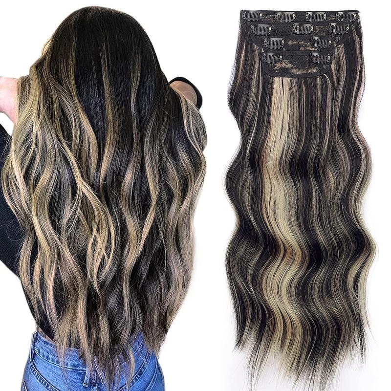 Vigorous Clip in Hair Extensions Long Wavy Synthetic Hairpieces,Natural & Soft Hair & Blends Well Hair Extensions,Easy to Wear for Women Girls Daily Use Event Party Use