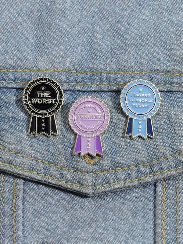 Cute Funny Medal Design Brooch, 3 Counts set Trendy Novelty Badge for Backpacks, Hats & Clothes Decor, Casual Kawaii Accessories As Gift for Men & Women