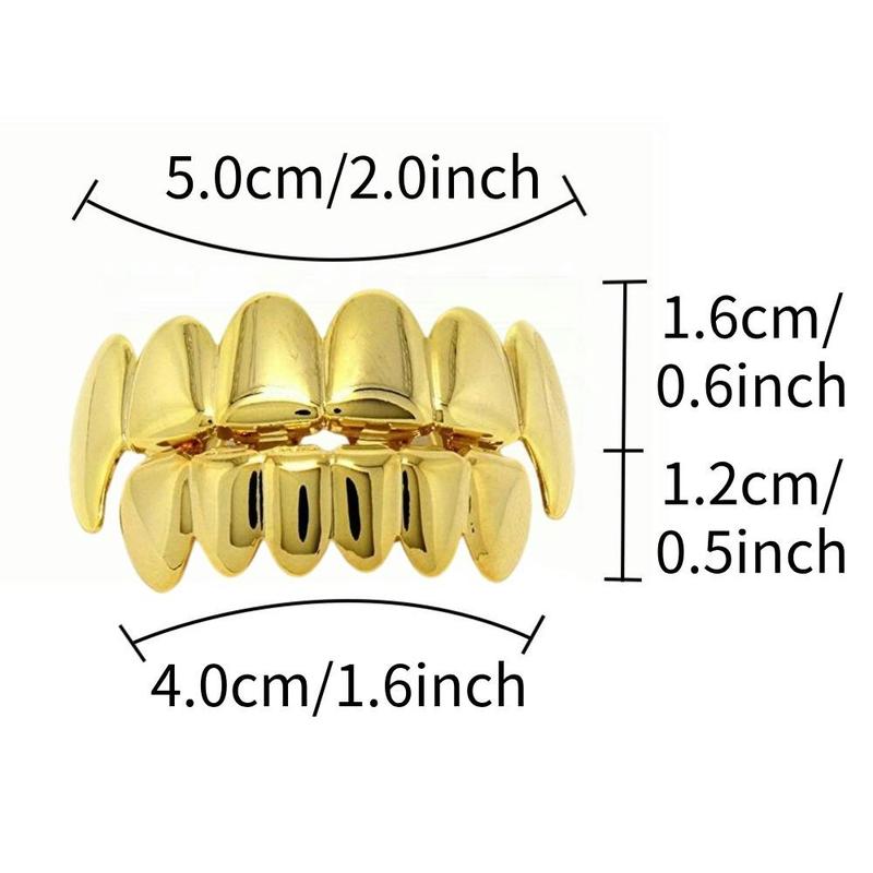 Gold Tooth Cap, 1 Set Hip Hop Top Bottom Teeth Cap for Men and Women, Gold Grillz Decoration Party Accessories, Costumes, Home Decor