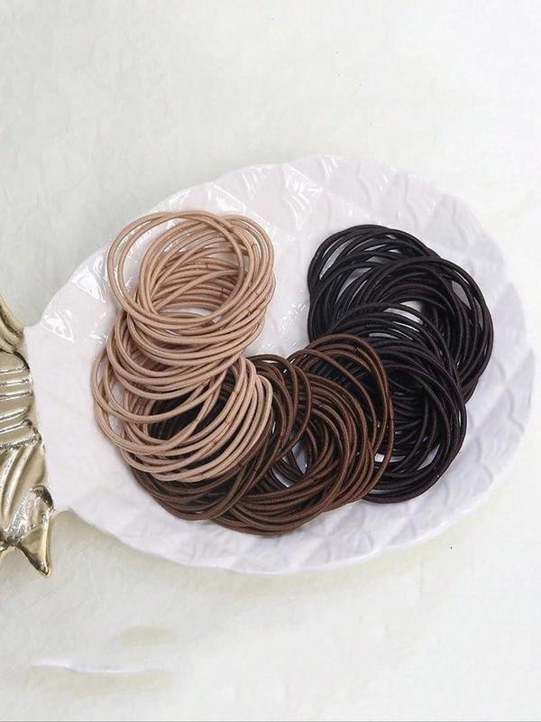 Solid Color High Stretch Hair Ties, 100pcs Elastic Rubber Bands for Women & Men, Thin Hair Rubber Bands, Ponytail Scrunchies, Hair Accessories for Women