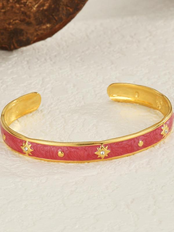 Vintage Starry Oil-dripping Bracelet  for Women, Rhinestone Decorated Cuff Bangle, Elegant All-match Fashion Accessories for Daily Wear, Exquisite Jewelry for Birthday Gifts