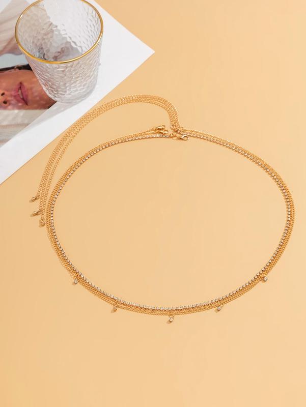 Women's Elegant Rhinestone Decorated Waist Chain for Summer, Fashion Jewelry for Party, Daily Clothing Decor, Trendy All-match & Exquisite Jewelry for Birthday Gift