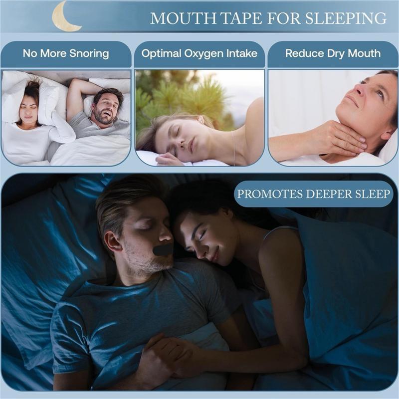 Oral tape (pack of 60 pieces), black soft- grade fabric,anti-snoring,sleep- improving breathing patch,60 pieces supplied twice a month