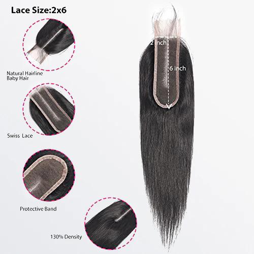 [Wequeen] Upgrade 2x6 4x4 5x5 13x4 Body Wave Straight Transparent Lace Closure #1B Natural Black 12-20inch