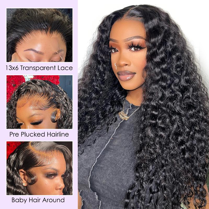 Cynosure Hair 13X6 HD Transparent Lace Front Human Hair Wigs 220% Density Brazilian Deep Wave Lace Frontal Human Hair Wig For Women 18-30 inch Pre Plucked with Baby Hair