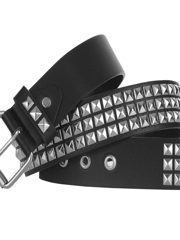 Street Trend Rivet Y2k Studded Pu Buckle Belt for Men & Women, Fall New Trendy Punk Goth Designer Belt for Club Outfit, Jeans, Trendy Waistband for Trouser, Fashion Hippie Accessories As Gift for Adults, Fall Outfit, 80s