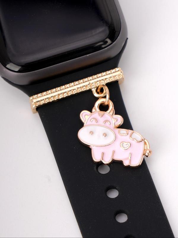 Cute Cartoon Cow Design Watch Band Decoration, Fashionable Watch Band Charm for Women & Girls, Trendy All-match & Exquisite Watch Band Accessories for Birthday Gift