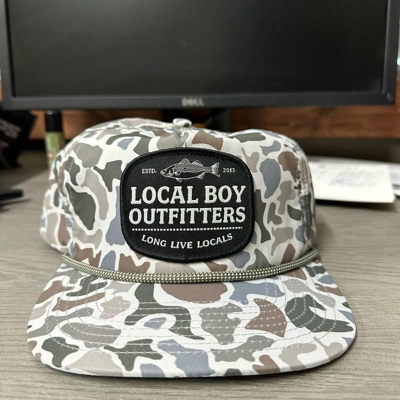 Local Boy Tackle Shop Patch Flat Brim Rope Hat - Grey Camo