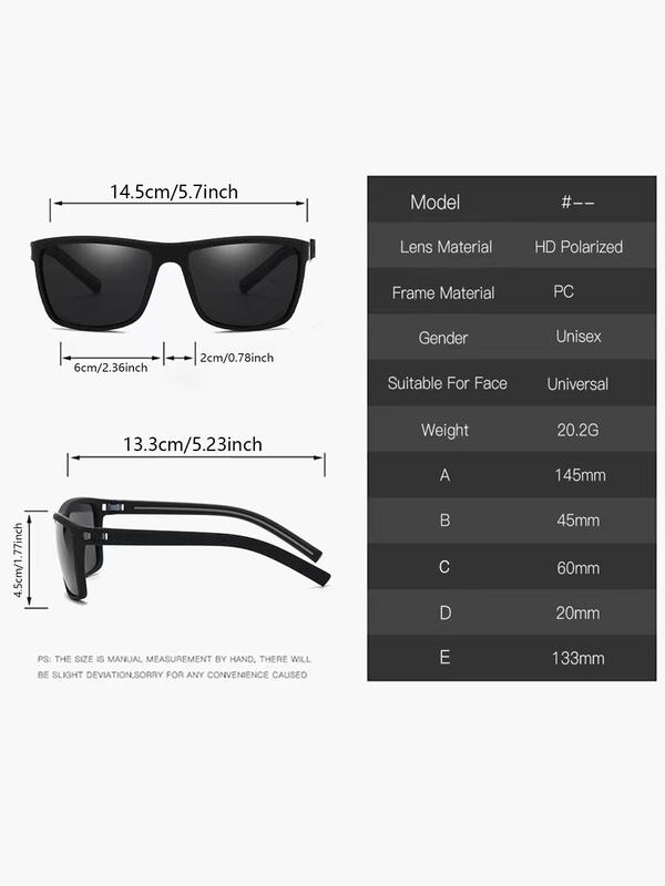 HD Polarized Square Frame Sunglasses, 2024 Summer Trendy Casual Sunglasses for Everyday Use, Fashion Accessories for Outdoor Activities, Sunglasses for Women & Men