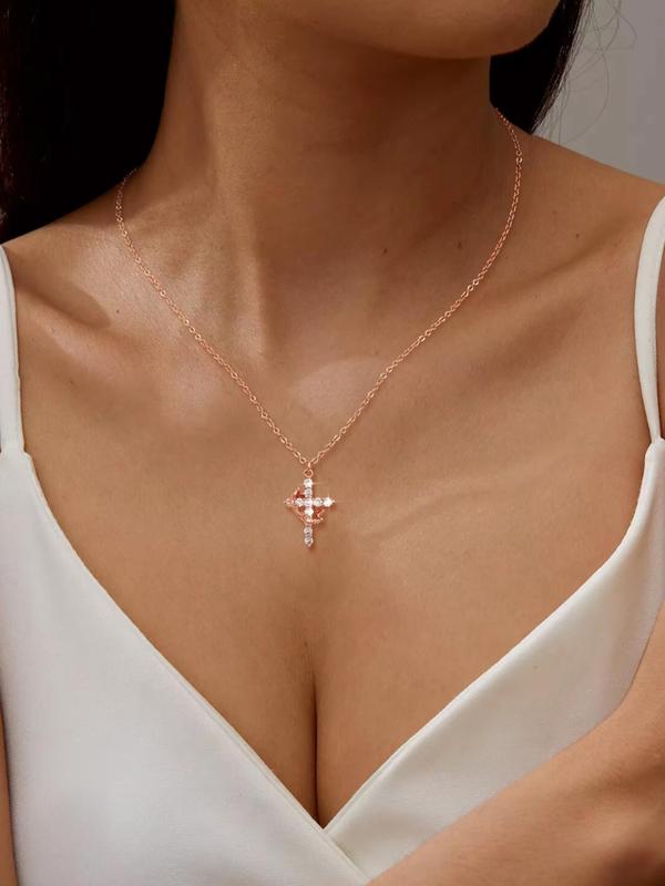 Women's Elegant Cross Crown Pendant Necklace, Fashion Jewelry for Party, Daily Clothing Decor, Trendy All-match & Exquisite Jewelry for Birthday Gift