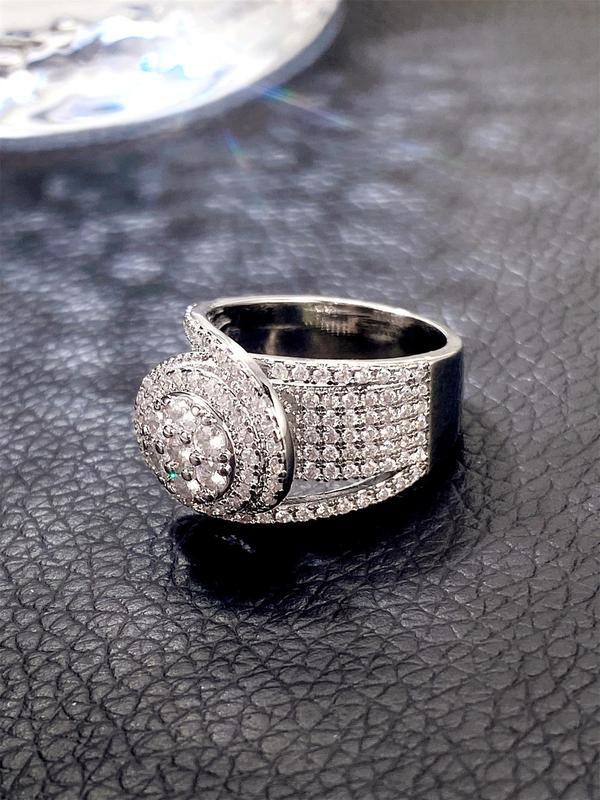 Elegant Rhinestone Decorated Ring, 2024 New Style Fashion Accessories for Women, Trendy All-match & Exquisite Engagement Ring for Birthday Gift