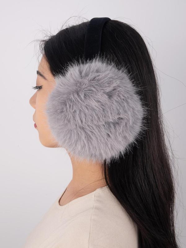 Women's Solid Color Fashion Large Fluffy Plush Earmuffs, Casual Simple Plain Color Soft Comfortable Ear Cover, Elegant All-match Warm Ear Cover for Winter