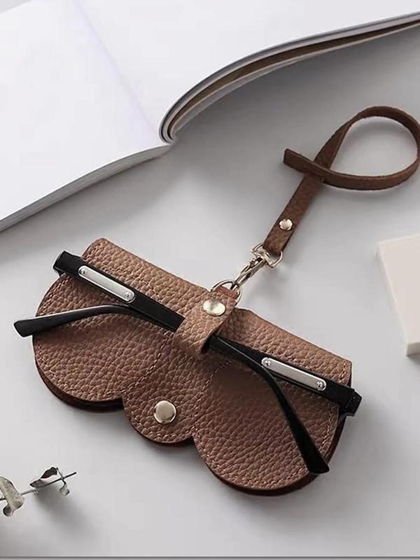 Cute Sunglasses Protective Case for Women, Plain Artificial Leather Design Textured Glasses Bag, Creative and Fashionable Portable Glasses Case Fall