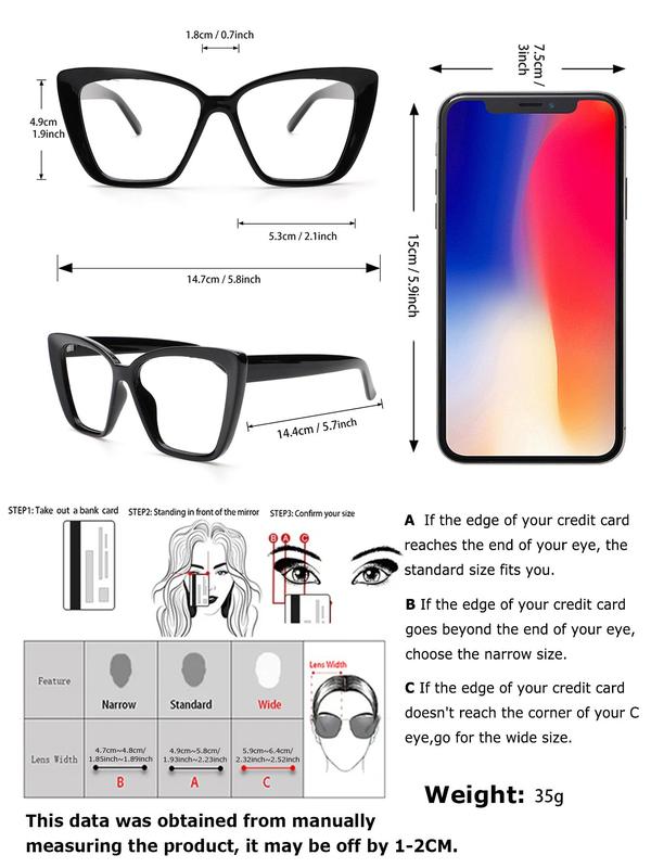 Women's Cat Eye Frame Eyeglasses, Trendy Casual Eyeglasses for Everyday Use, Fashion Accessories for Outdoor Activities