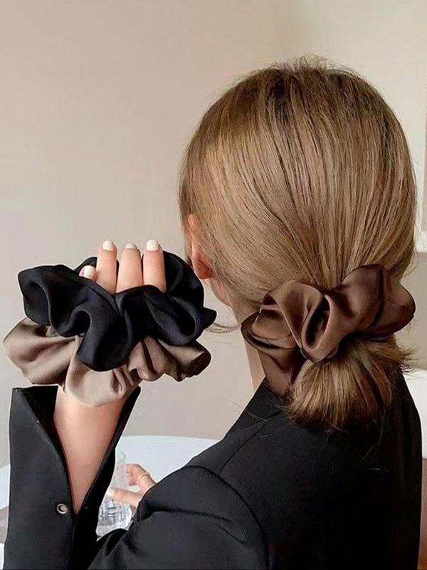 3pcs set Women's Elegant Simple Ruched Design Hair Tie, Cute Trendy Scrunchie, Fashionable Hair Accessories for Daily & Party Decoration