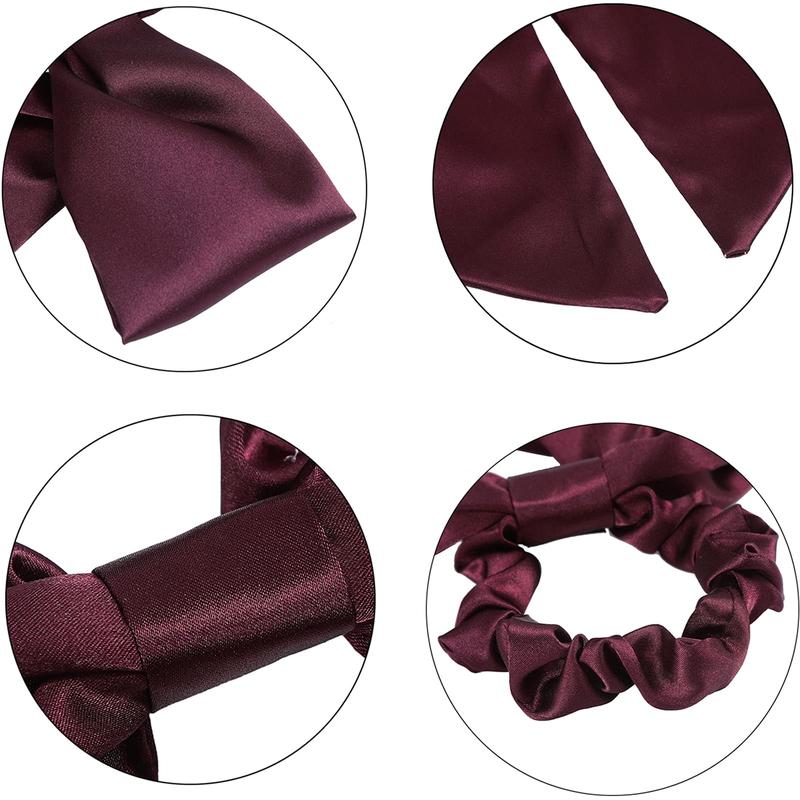 3-Piece Suit Satin Silk Like Hair Bow Scrunchies Solid Bow Hair Ties Scrunchy Bowknot Ponytail Holder for Women or Girls