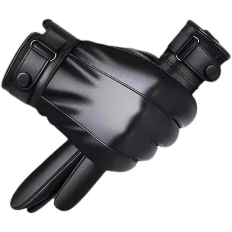 Warm Touchscreen Gloves for Winter Riding, Adjustable Black Soft Gloves with Cashmere Lining, Ideal Gifts for Him