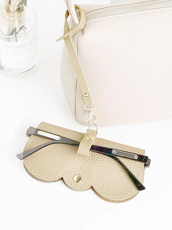 Cute Sunglasses Protective Case for Women, Plain Artificial Leather Design Textured Glasses Bag, Creative and Fashionable Portable Glasses Case Fall