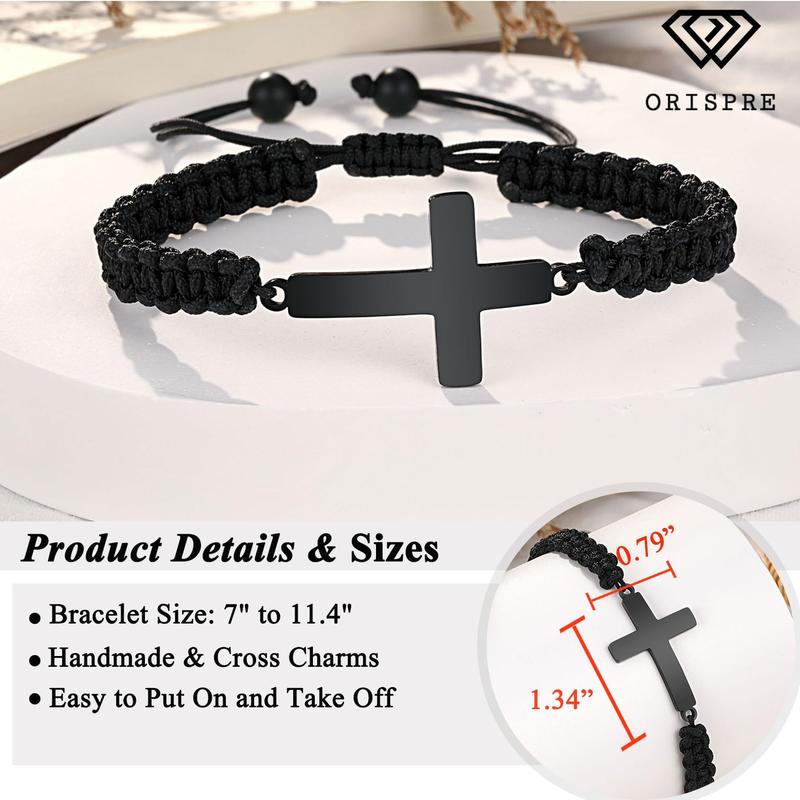 Cross Braided Bracelet for Men Boys Birthday Valentine's Day Christmas Confirmation Communion Gifts for Son Grandson Nephew