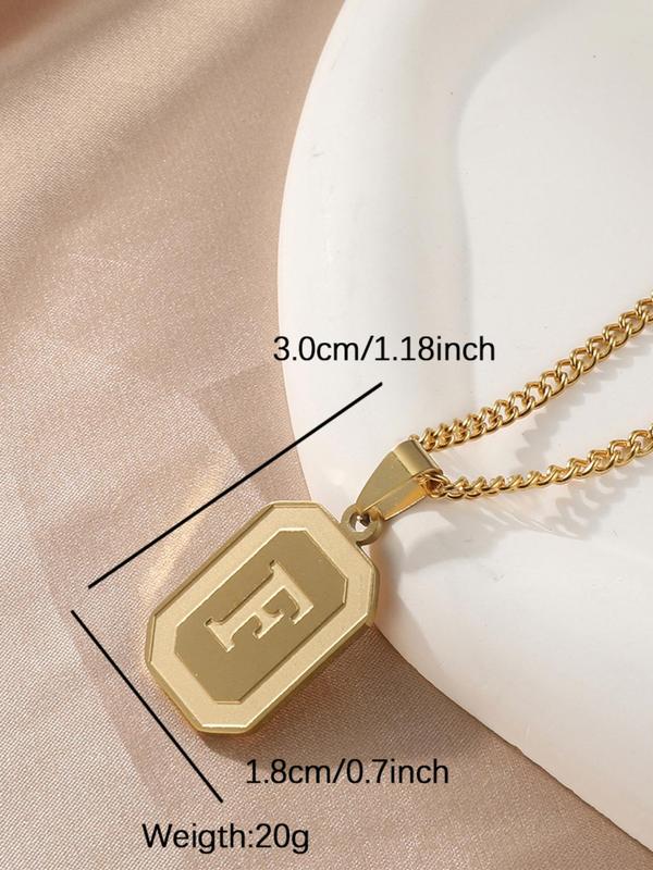 Fashion Letter Detail Pendant Necklace for Men & Women, Simple Casual Style Stainless Steel Jewelry for Daily Wear, Trendy All-match & Exquisite Jewelry for Birthday Gift