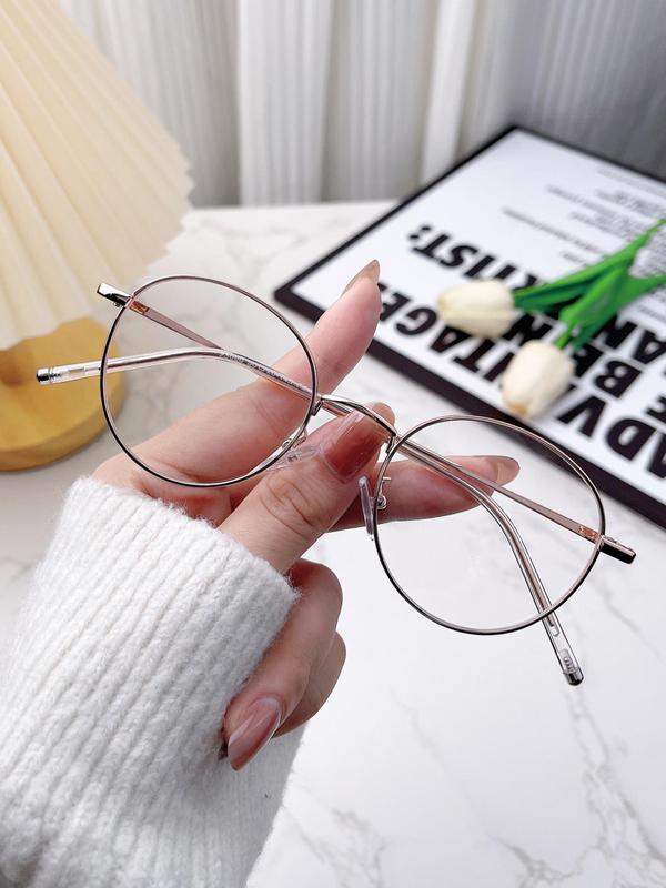 Unisex Preppy Style Round Frame Eyeglasses, 1 Pair Trendy All-match Minimalist Eyeglasses for Everyday, Versatile Accessories for Daily Use