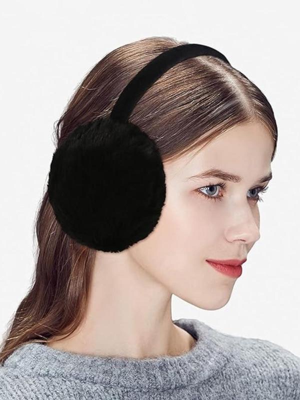 Women's Solid Color Fluffy Earmuffs, Fashionable Earmuffs for Fall & Winter, Warm Earmuffs for Outdoor Sports