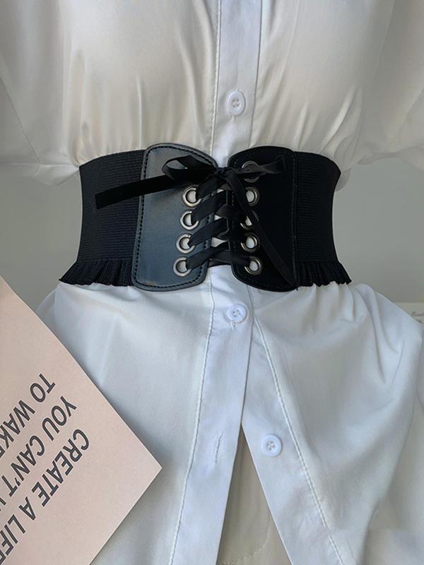 Women's Solid Color Lace Up Corset Belt, Casual Elastic Waistband for Dress & Shirt, Fashion Wide Belt for Party, Daily Clothing Decor, Trendy All-match & Exquisite Belt for Gift