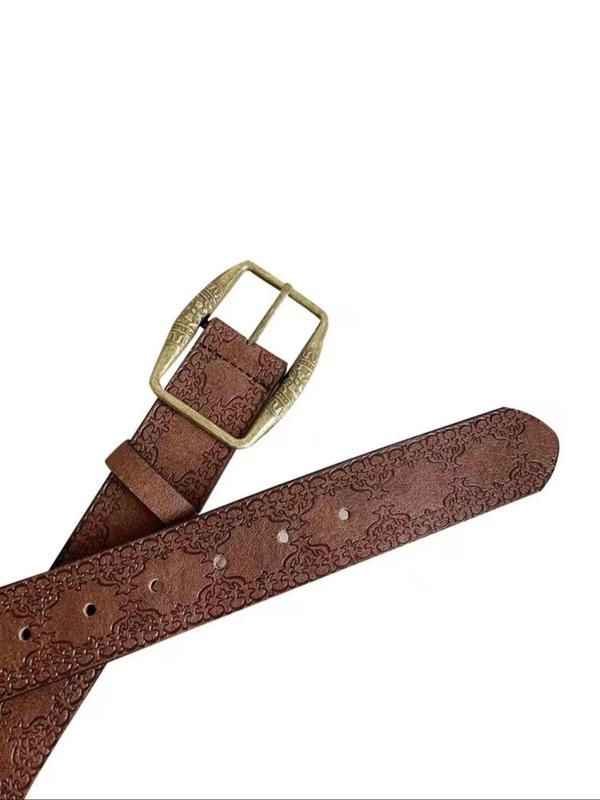 Women's Vintage Ethnic Pattern Pu Buckle Belt, Boho Style Belt for Women, Fashion Belt for Party, Daily Clothing Decor, Trendy All-match & Exquisite Belt for Gift