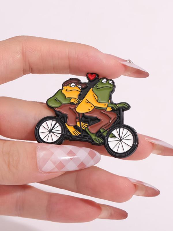 Cute Frog & Toad Design Brooch, Fashion Alloy Badge for Daily Clothing Decor, Trendy All-match & Exquisite Brooch for Birthday Gift