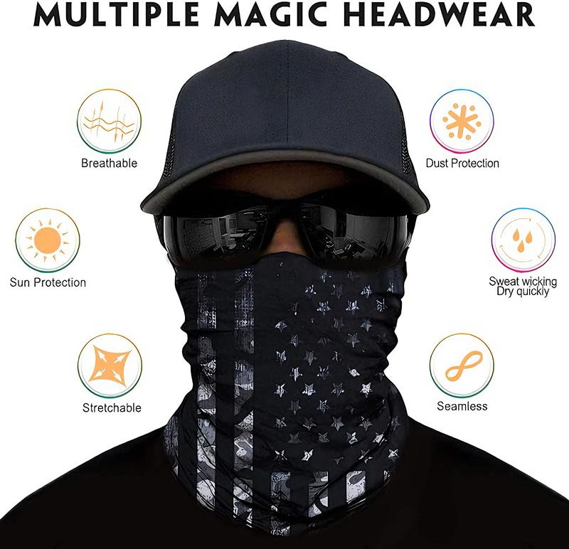 6-Piece Seamless Neck Gaiter Face Mask Set for Men and Women, Versatile Bandana for Rave, Scarf, Balaclava