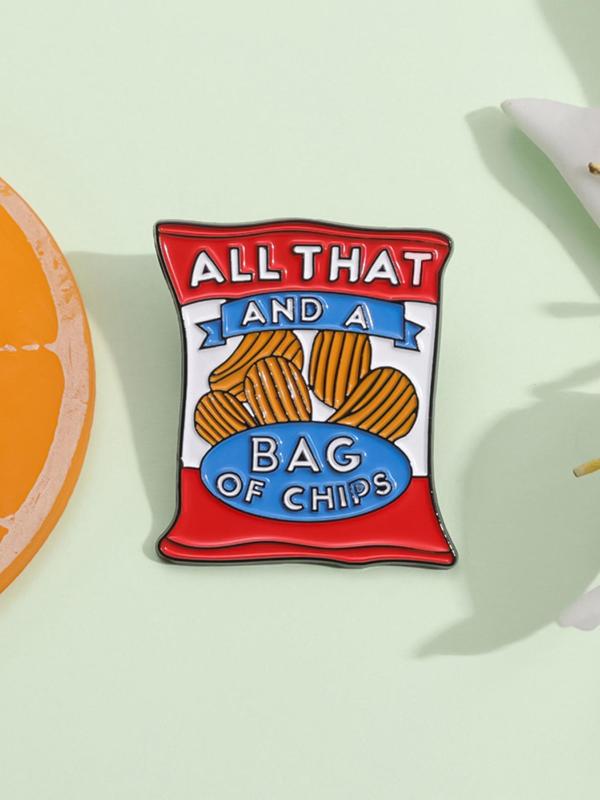 Cartoon Potato Chips Design Brooch, Cute Food Themed Alloy Badge for Daily Clothing Decor, Trendy All-match & Exquisite Brooch for Birthday Gift